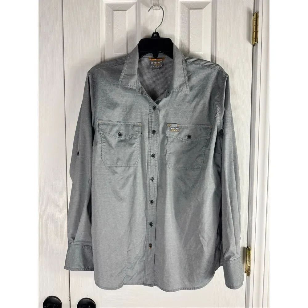 Ariat Womens Rebar Grey Work Shirt Size L